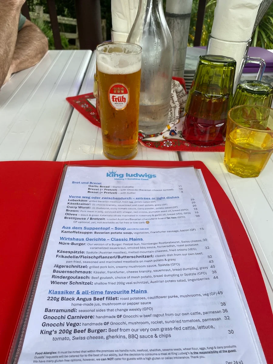 Menu, King Ludwigs German Restaurant and Bavarian Beer Bar