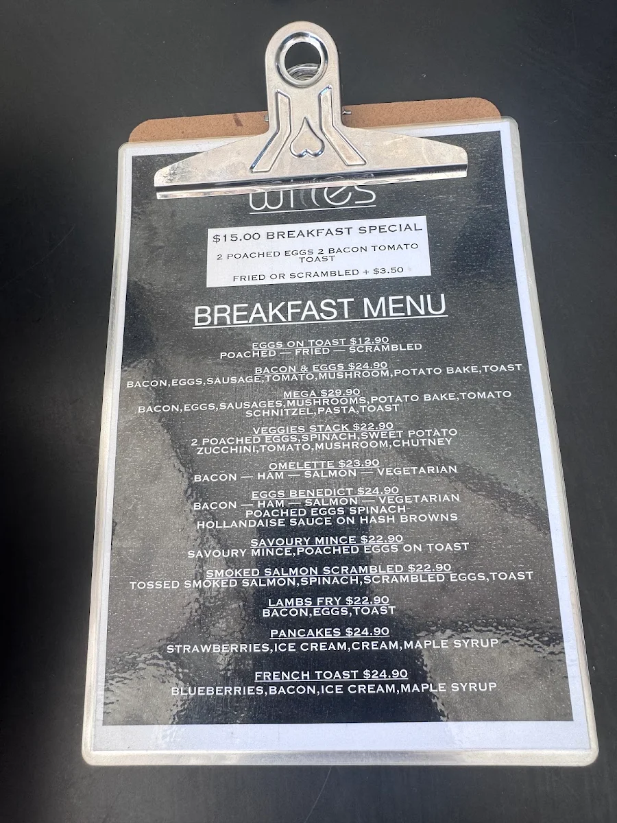 Menu, Willes Fine Foods