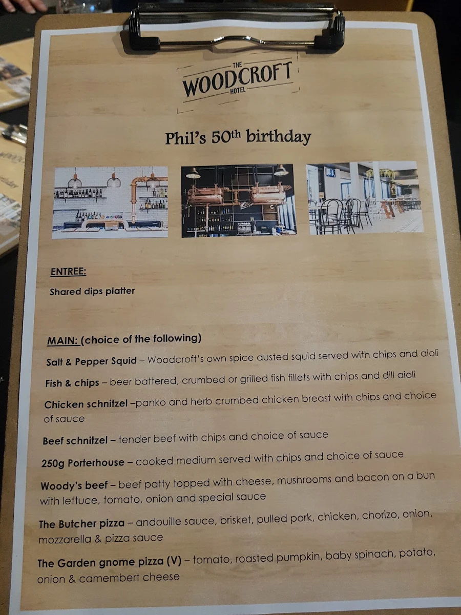 Menu, The Woodcroft Hotel
