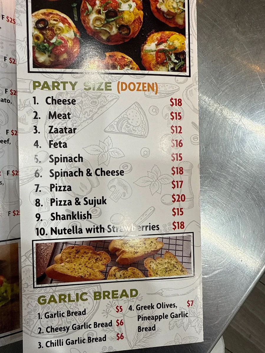 Menu, El Afraah Bakery Kogarah