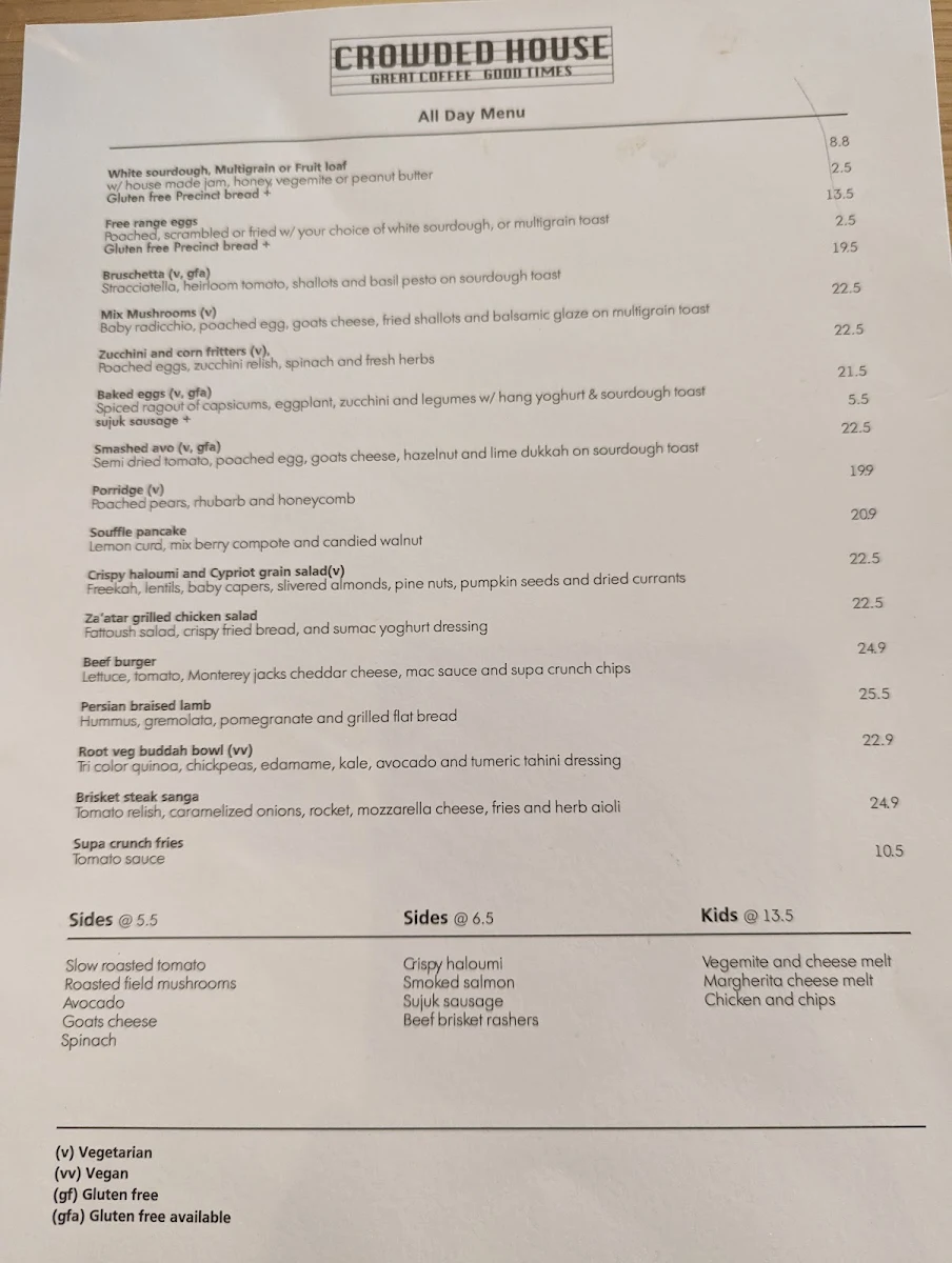 Menu, Crowded House