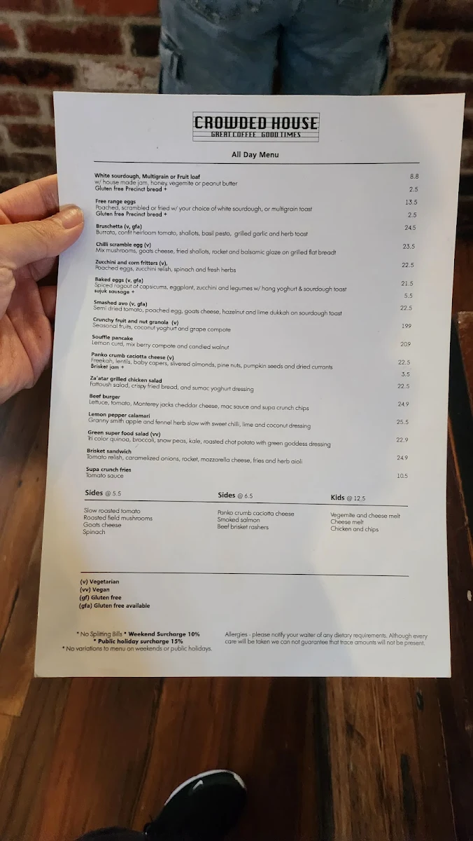 Menu, Crowded House