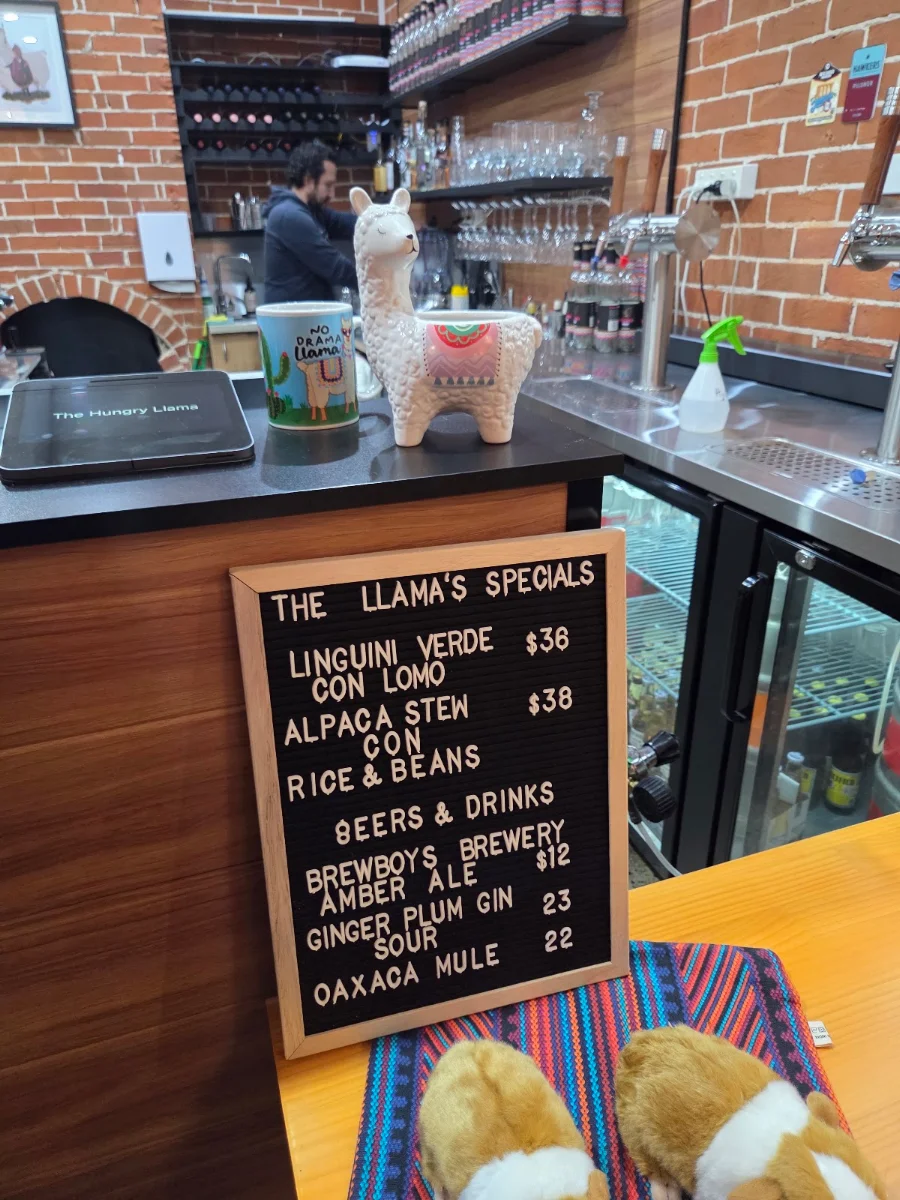 Menu, The Hungry Llama