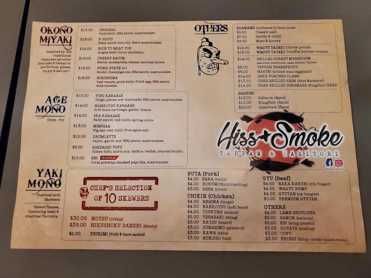 Menu, Hiss & Smoke