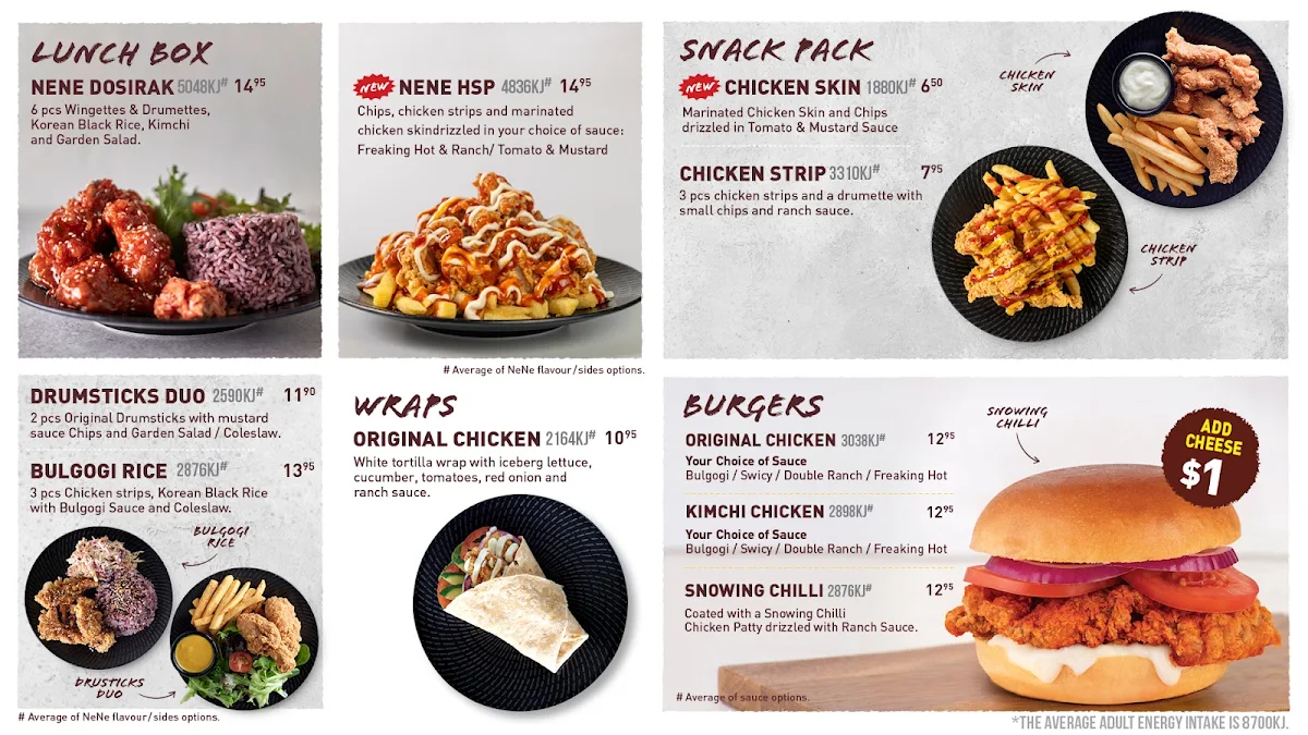 Menu, Nene Chicken Highpoint
