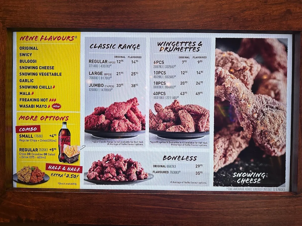 Menu, Nene Chicken Highpoint