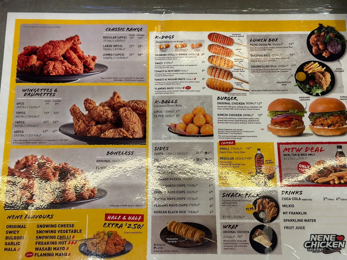 Menu, Nene Chicken Highpoint