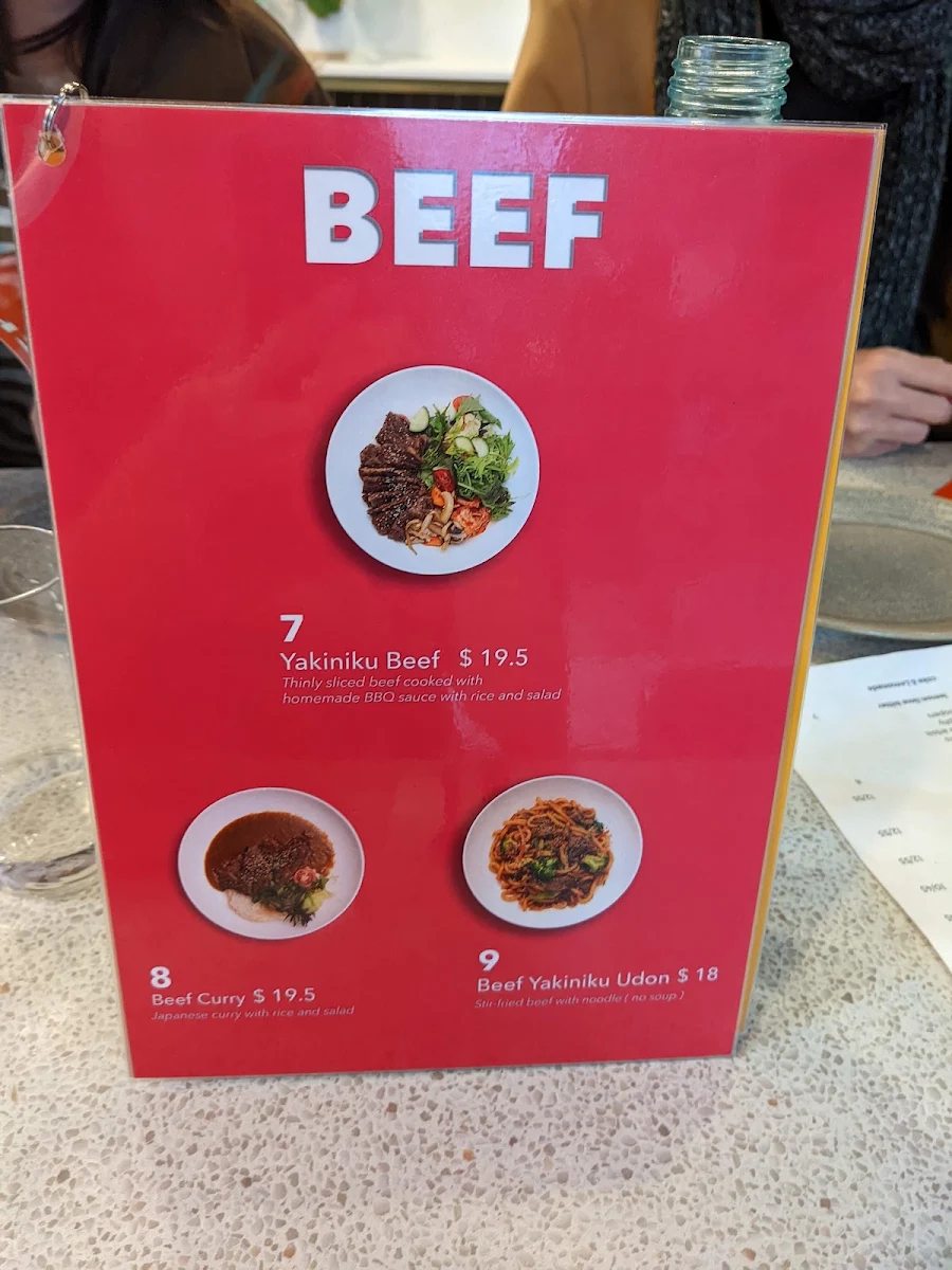 Menu, Park Bar