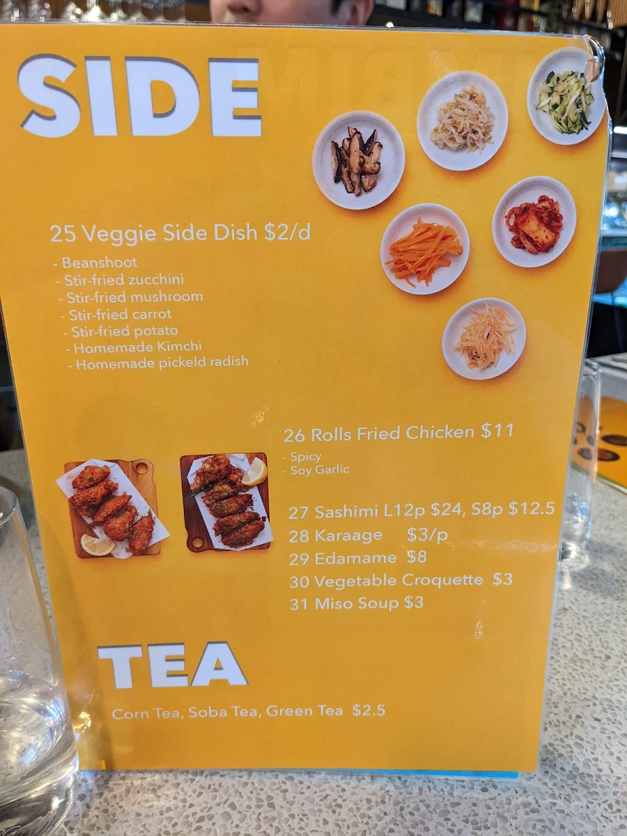 Menu, Park Bar