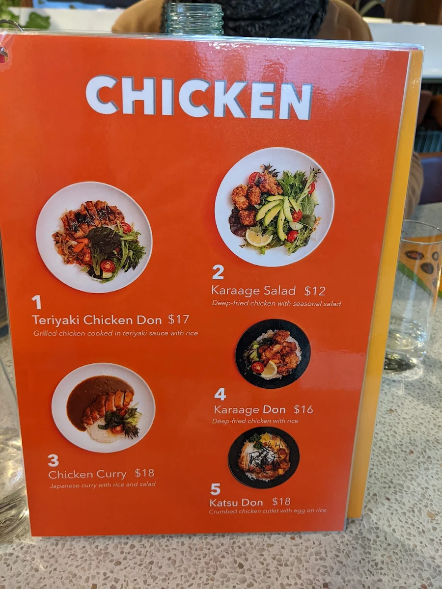 Menu, Park Bar