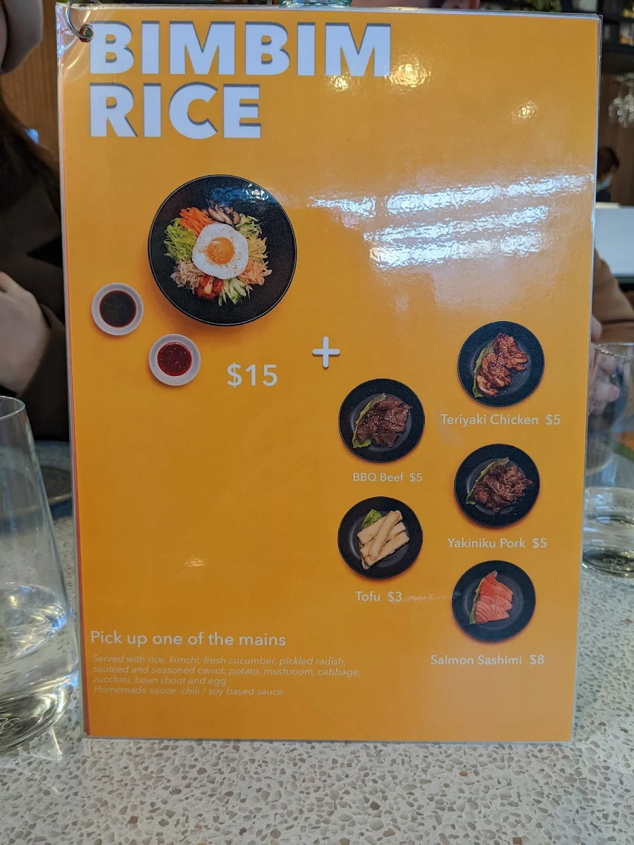 Menu, Park Bar