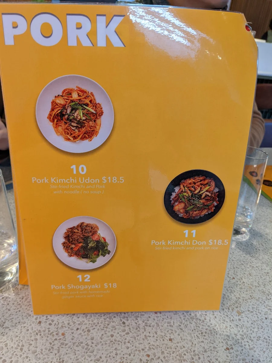 Menu, Park Bar
