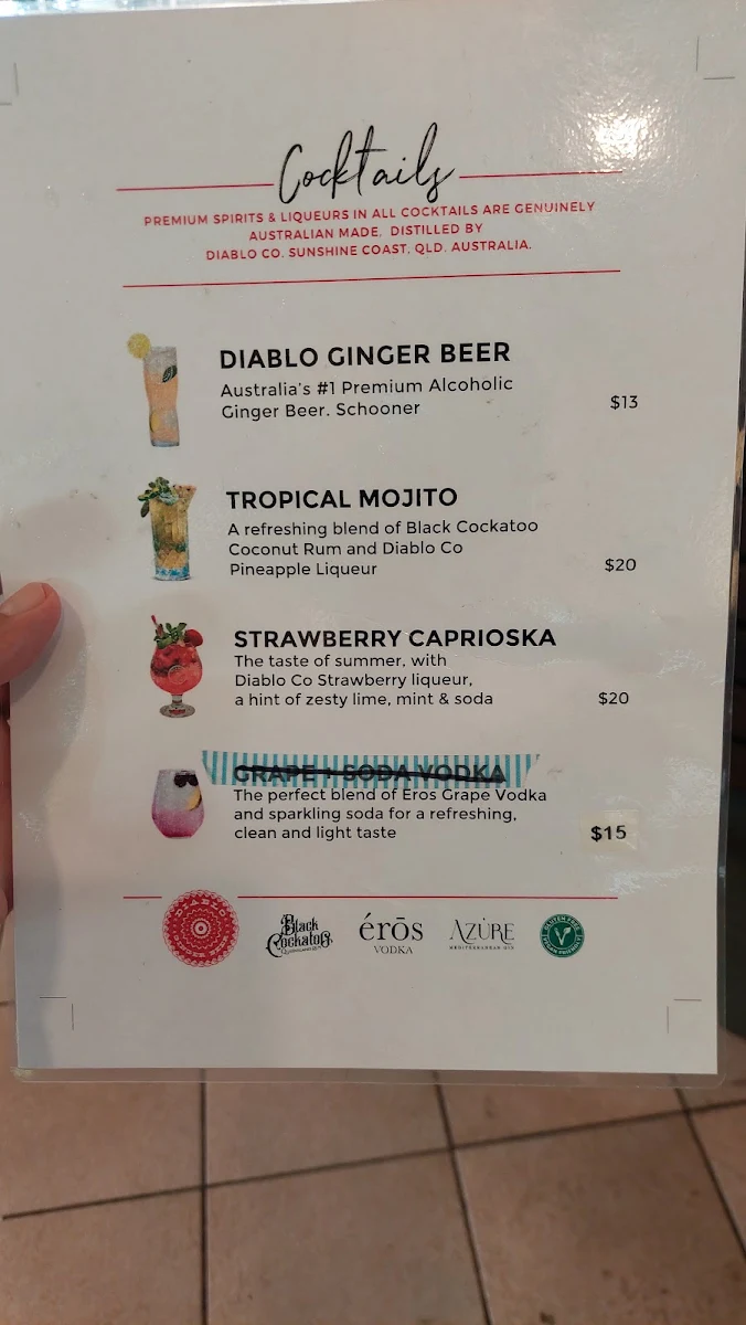 Menu, Reflections - Pool Bar