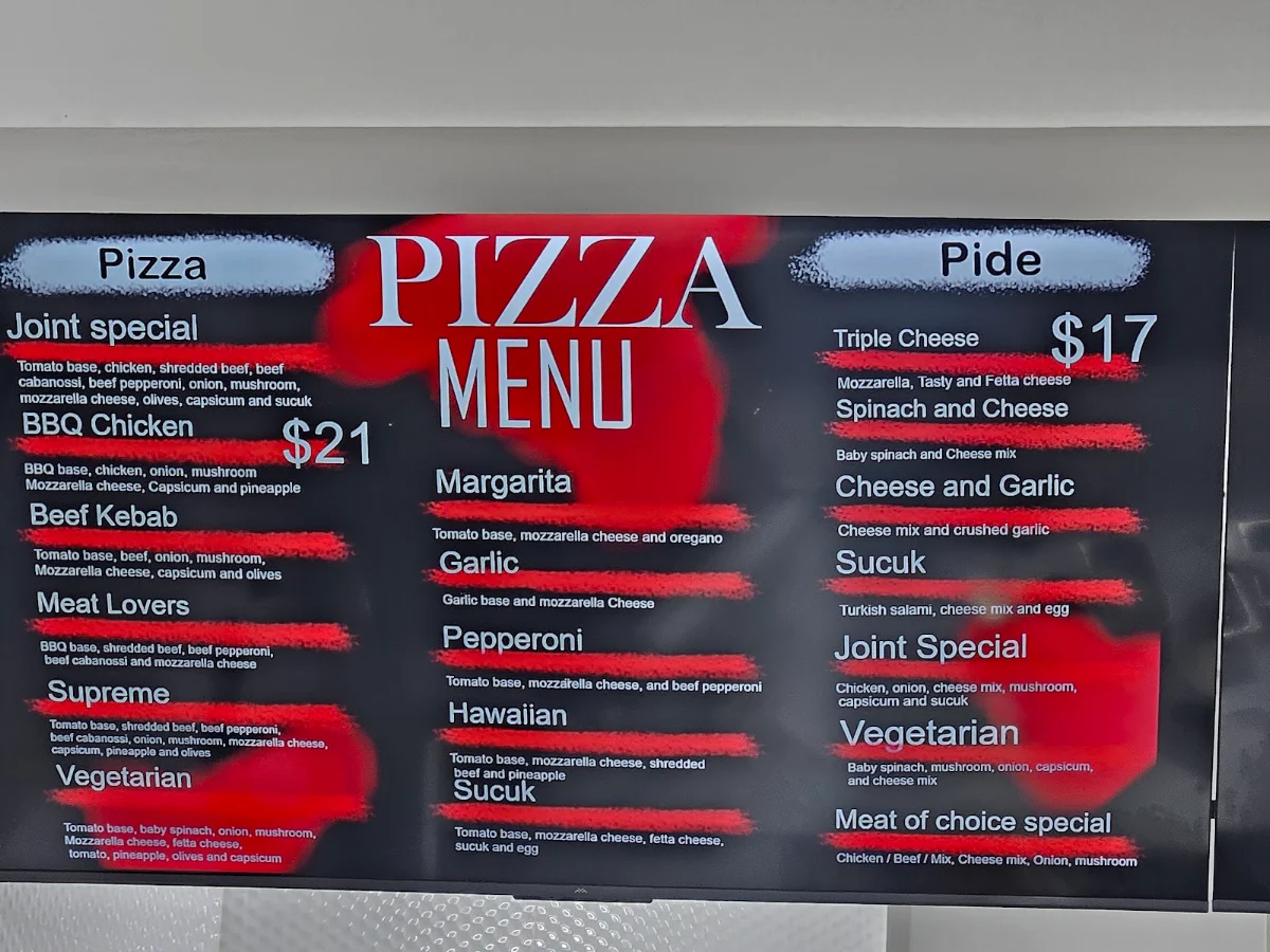 Menu, Turkish Kebab Joint