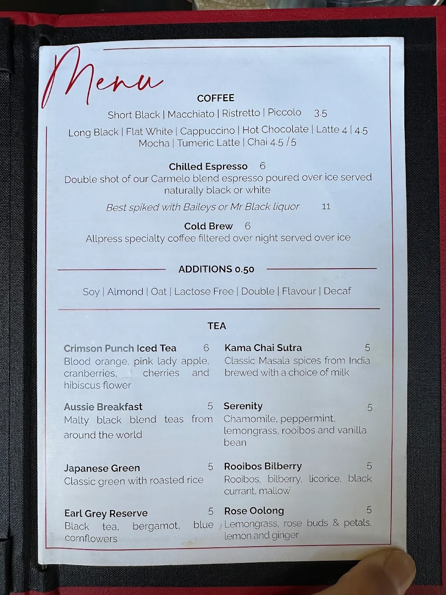Menu, Social Brew Cafe