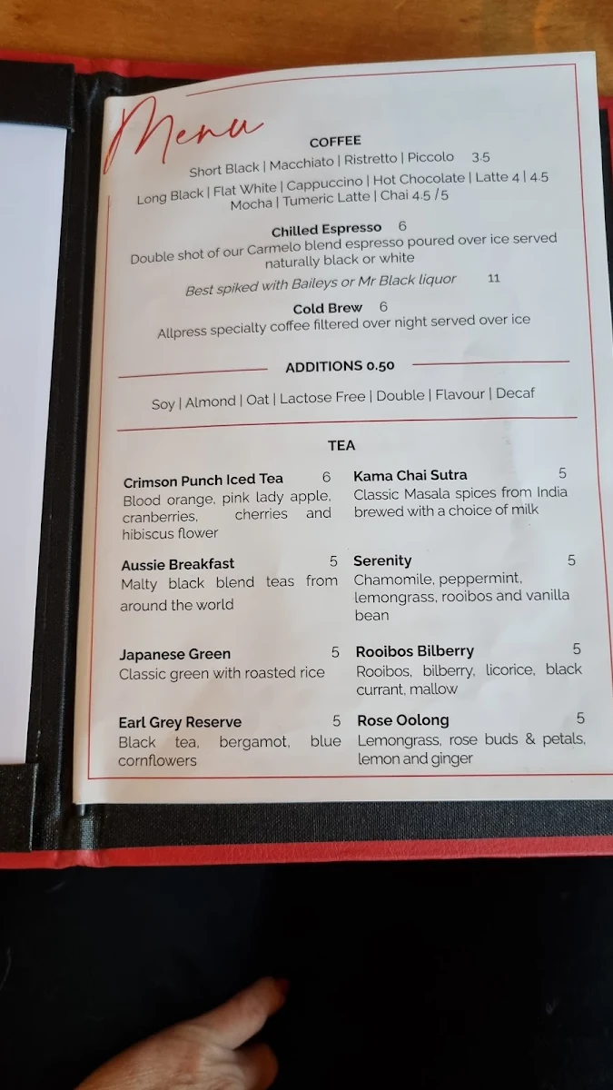 Menu, Social Brew Cafe