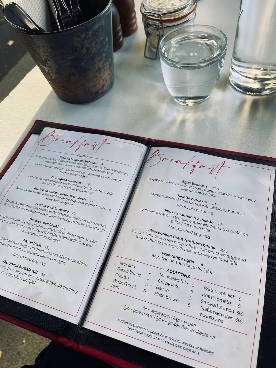 Menu, Social Brew Cafe