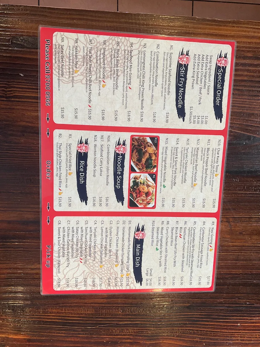 Menu, Mister Fresh Kitchen