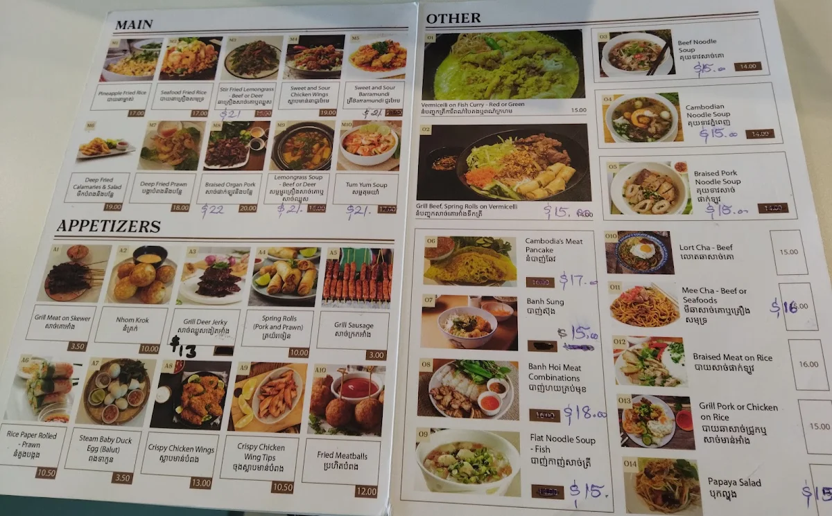 Menu, Cambodian Street Food
