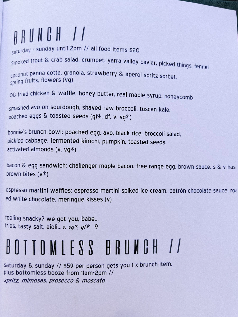Menu, Fargo and Co