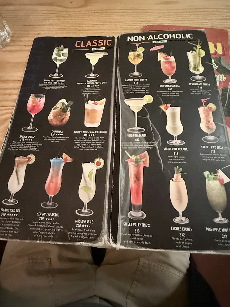 Menu, Kinn Thai Wollongong