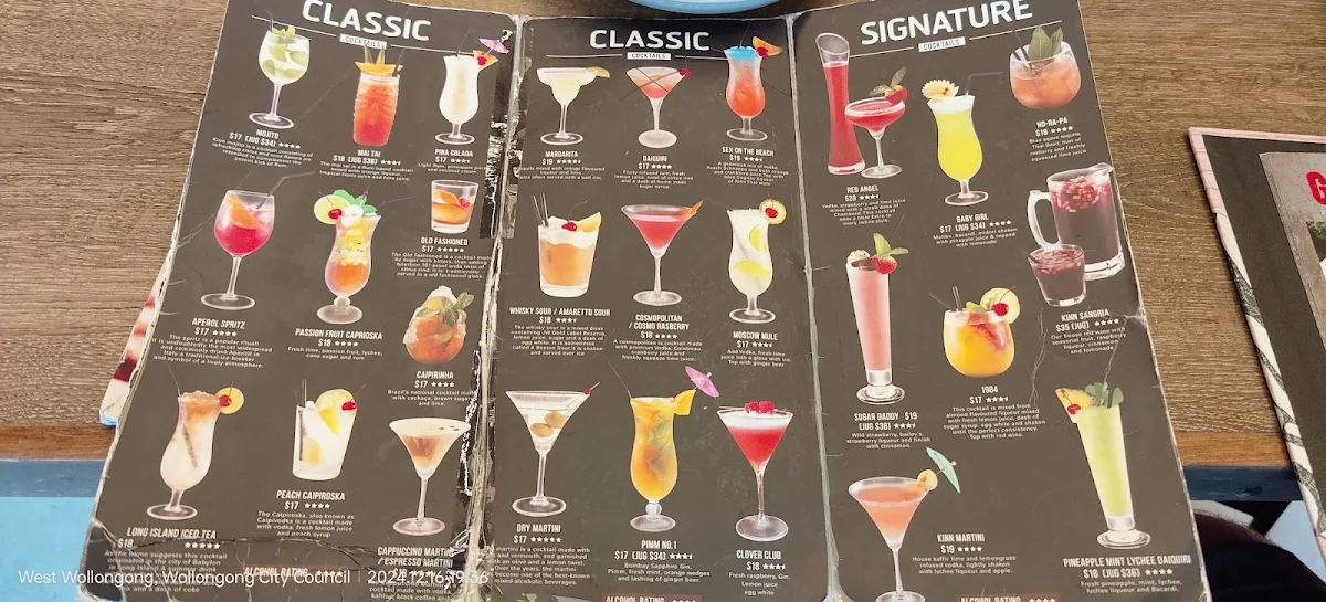 Menu, Kinn Thai Wollongong