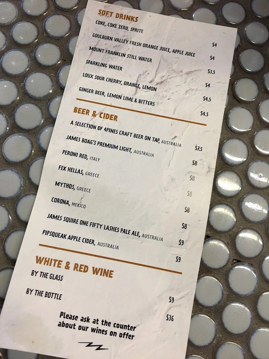 Menu, Zeus Street Greek Westfield Chermside