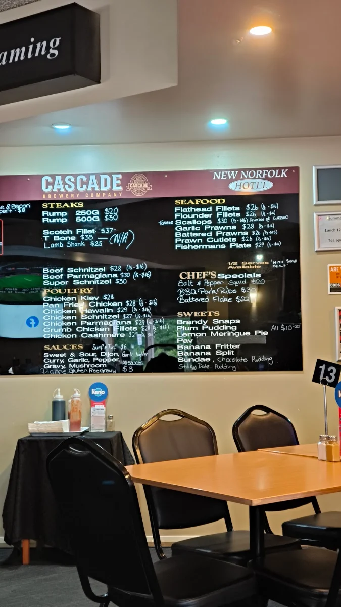 Menu, The Star & Garter Hotel