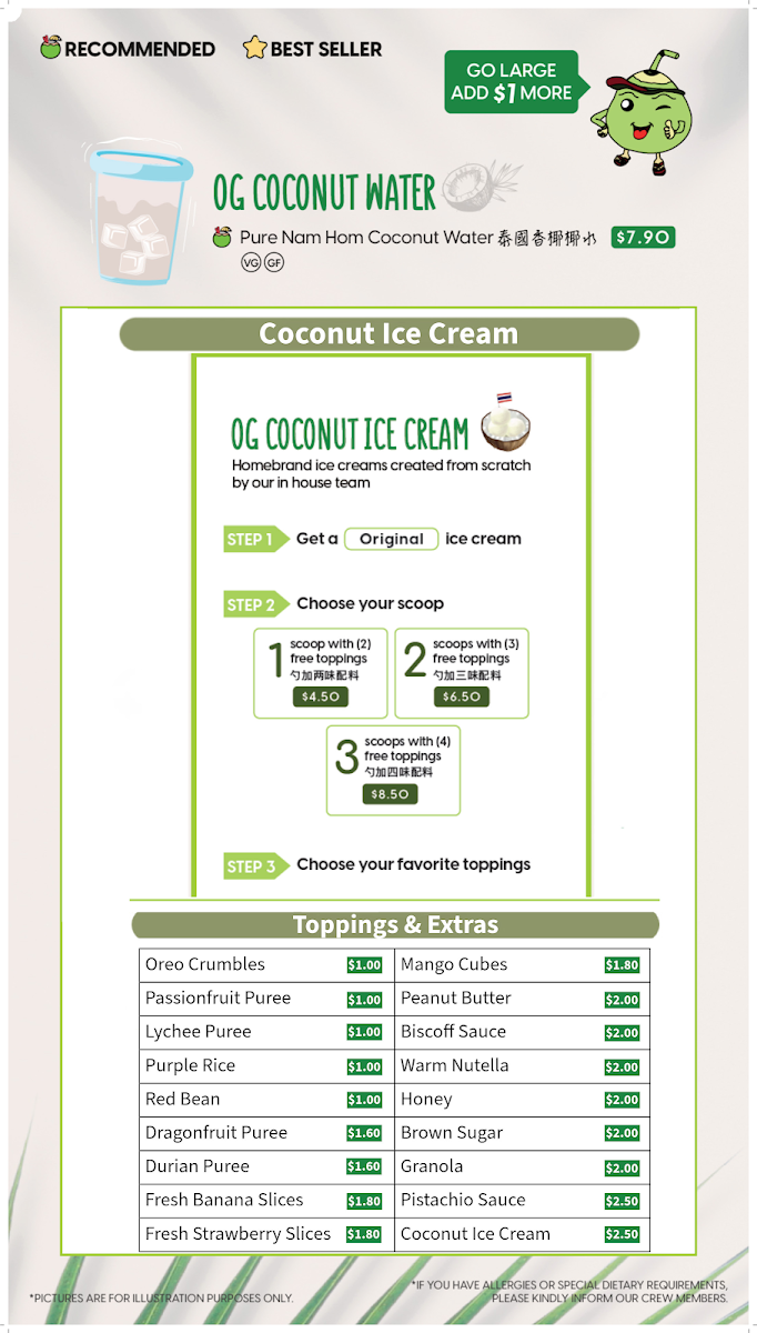 Menu, Just Coconut Noosa Heads (Bay Village)
