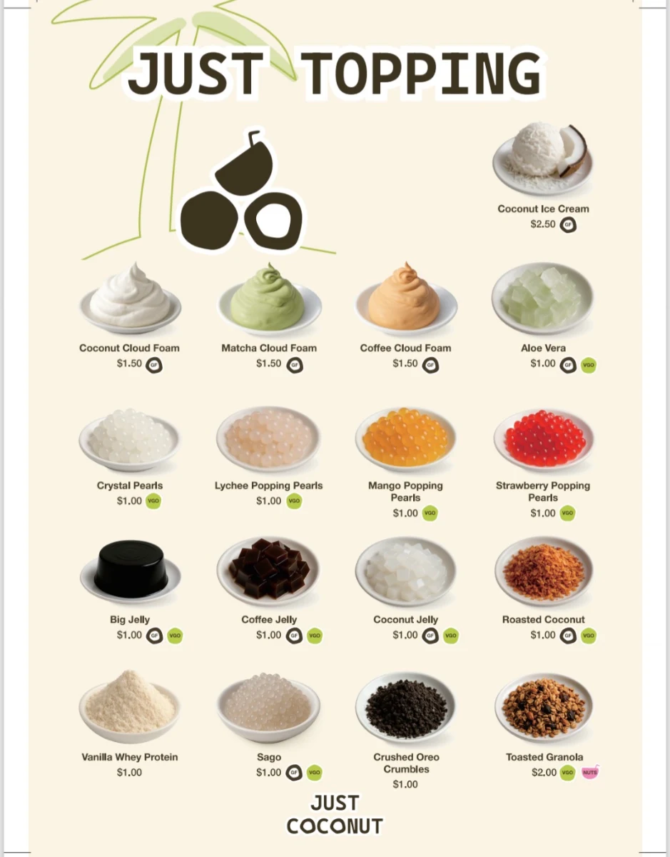 Menu, Just Coconut Noosa Heads (Bay Village)