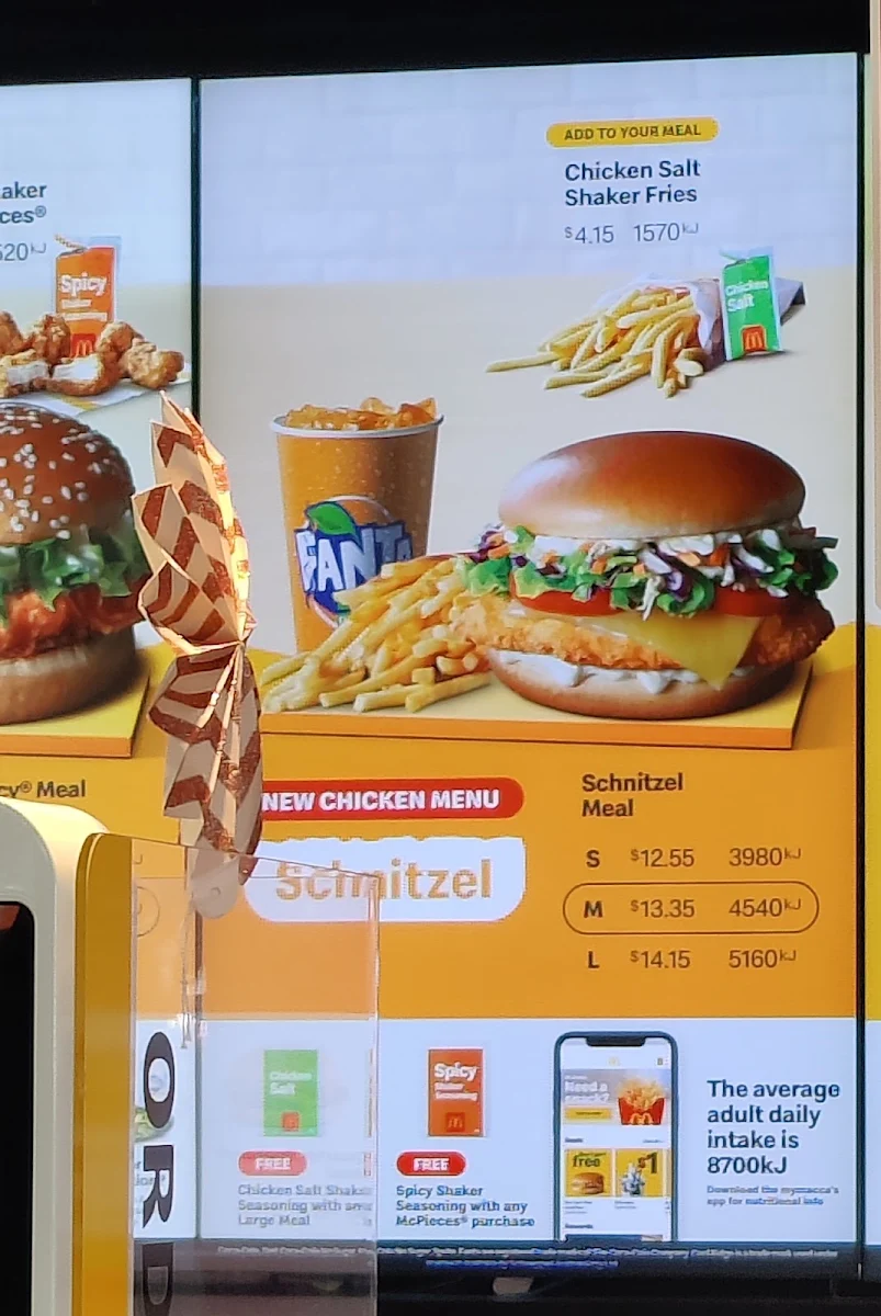 Menu, McDonald's Waitara