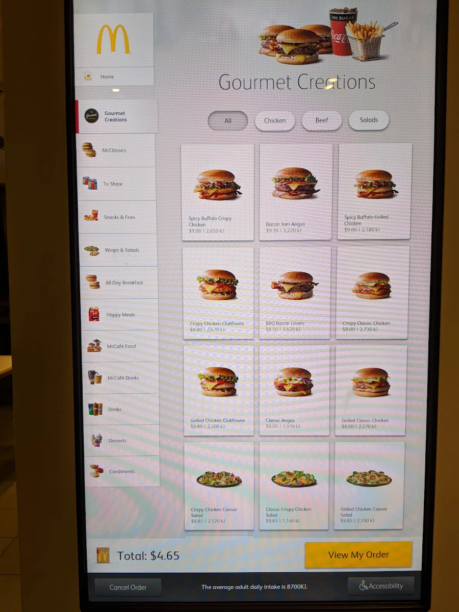 Menu, McDonald's Waitara