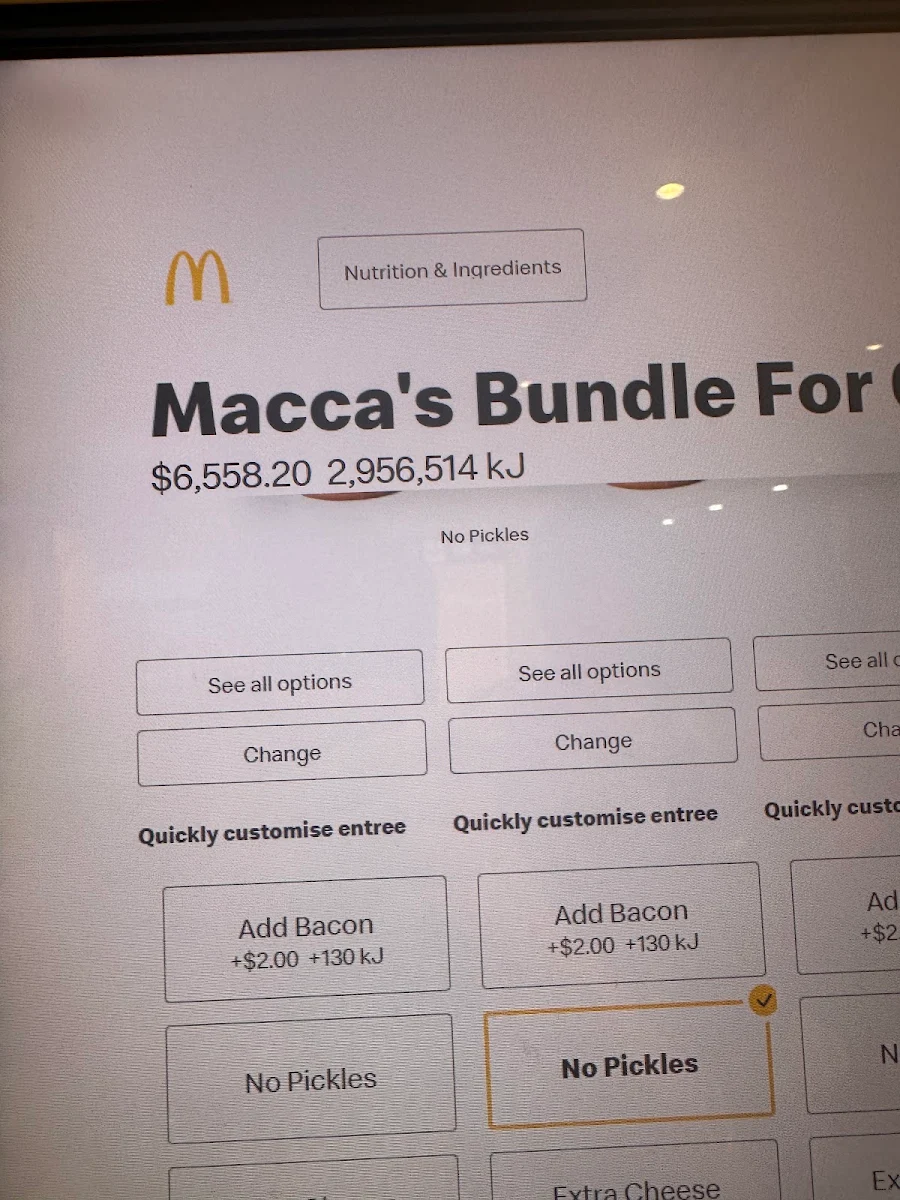 Menu, McDonald's Waitara