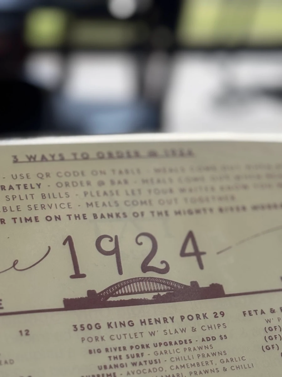 Menu, 1924 RiverFront Steakhouse