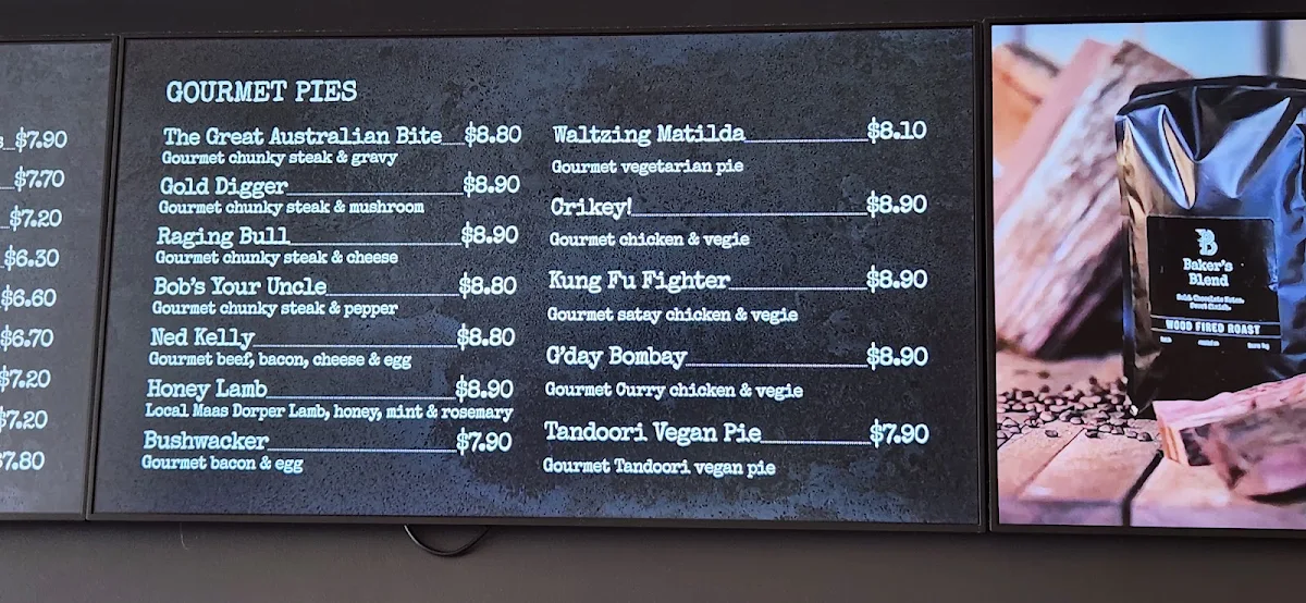 Menu, Pinjarra Bakery (Port Kennedy)
