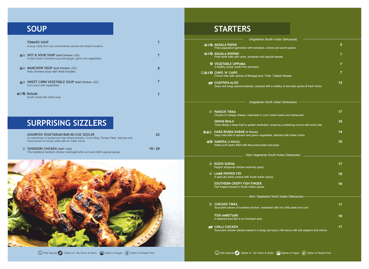 Menu, Sankalp Indian Restaurant - Southern River