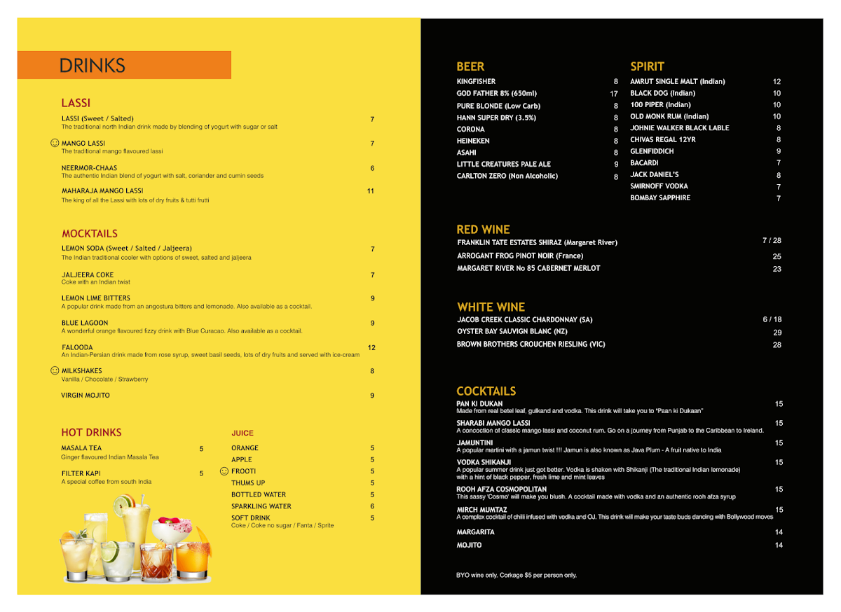 Menu, Sankalp Indian Restaurant - Southern River