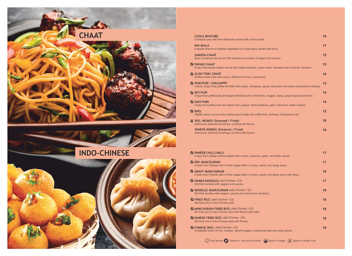 Menu, Sankalp Indian Restaurant - Southern River