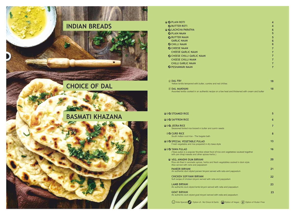 Menu, Sankalp Indian Restaurant - Southern River