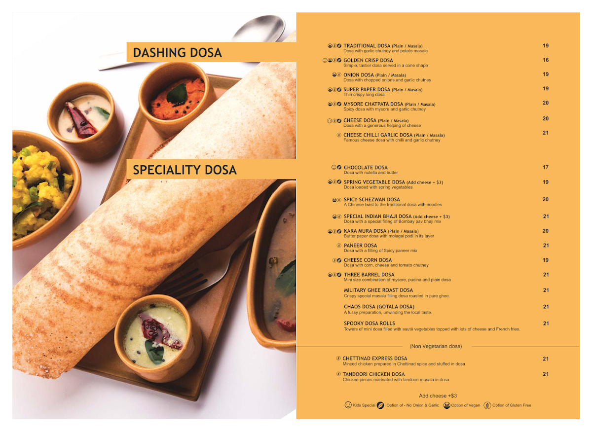Menu, Sankalp Indian Restaurant - Southern River