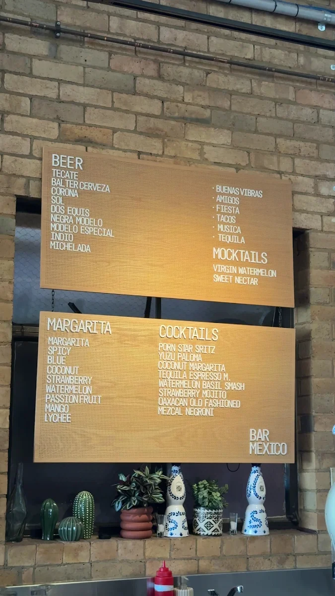Menu, Bar Mexico