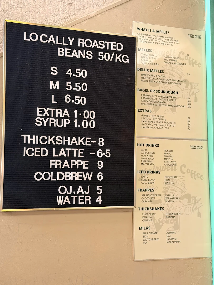Menu, Stairwell Coffee