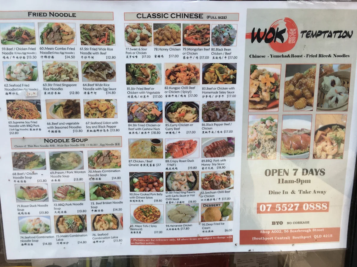 Menu, Wok Temptation