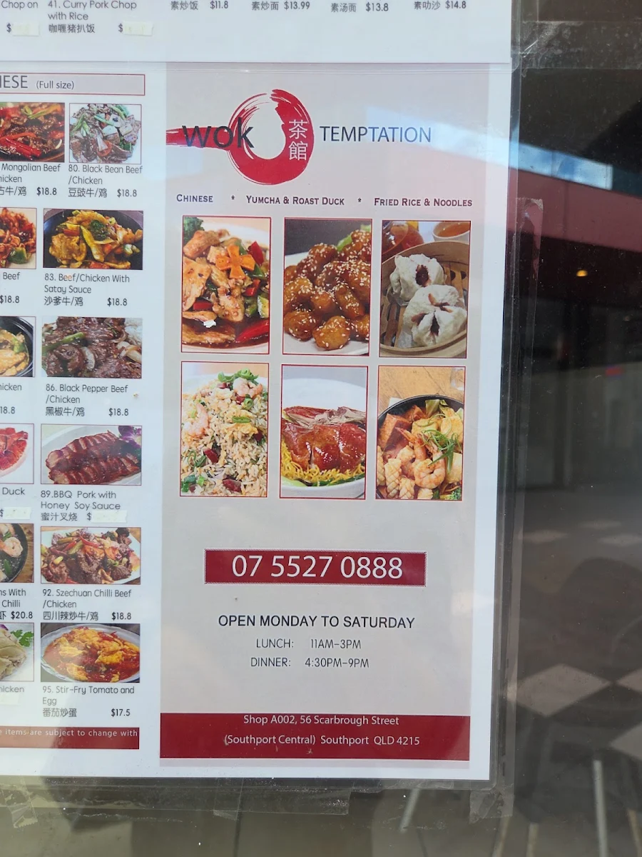 Menu, Wok Temptation