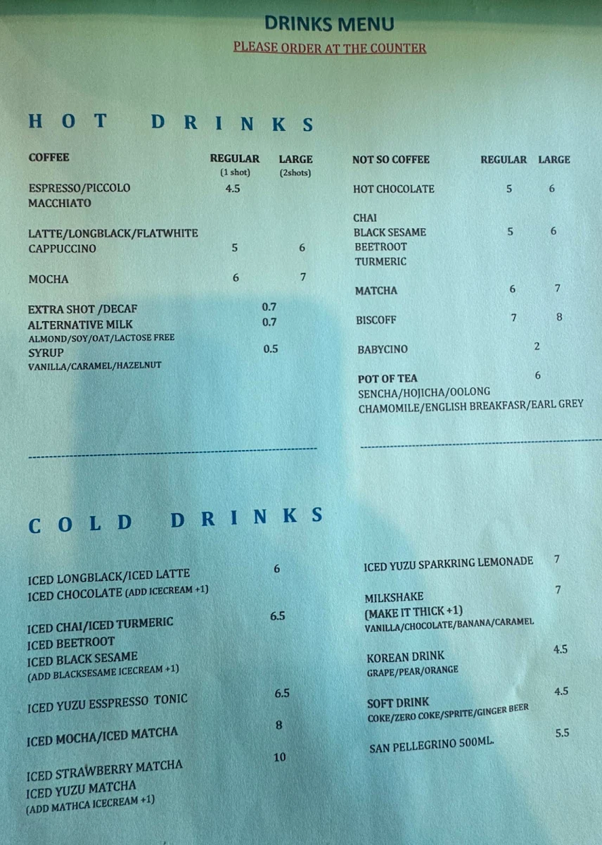 Menu, Zero Complex Braddon
