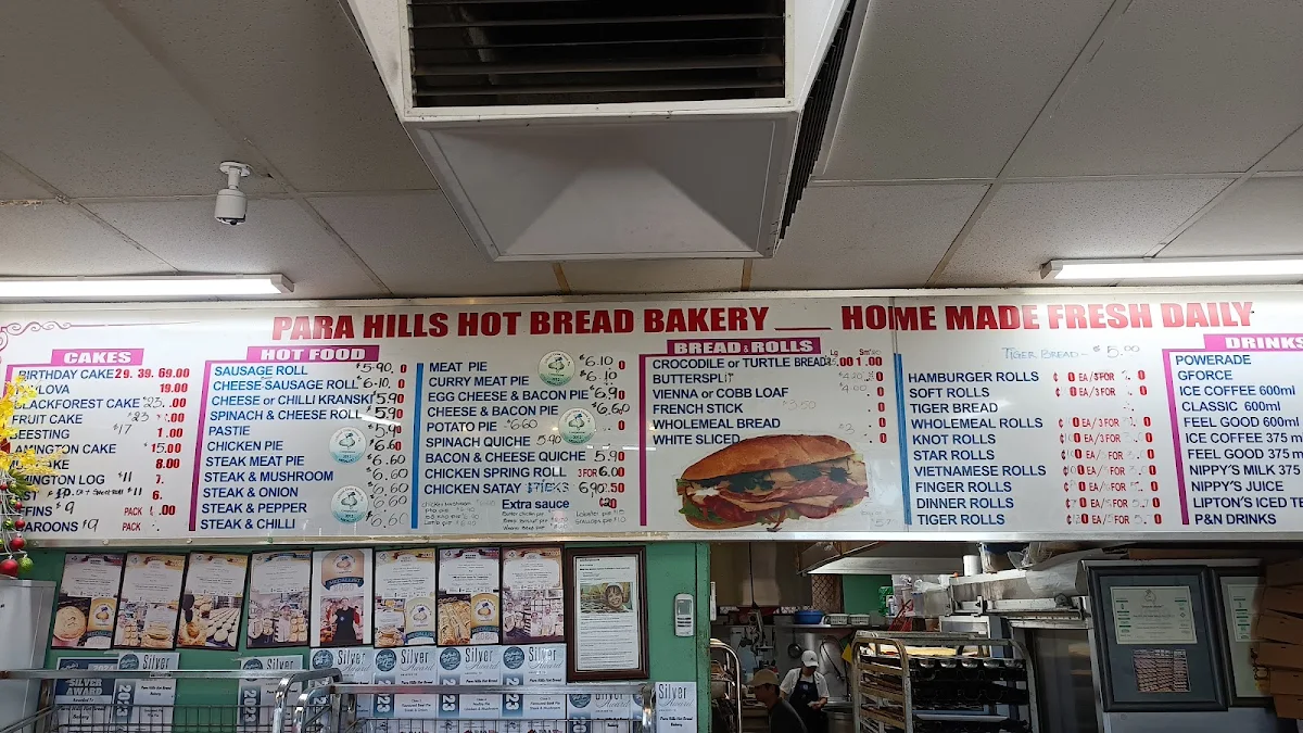 Menu, Para Hills Hot Bread Bakery