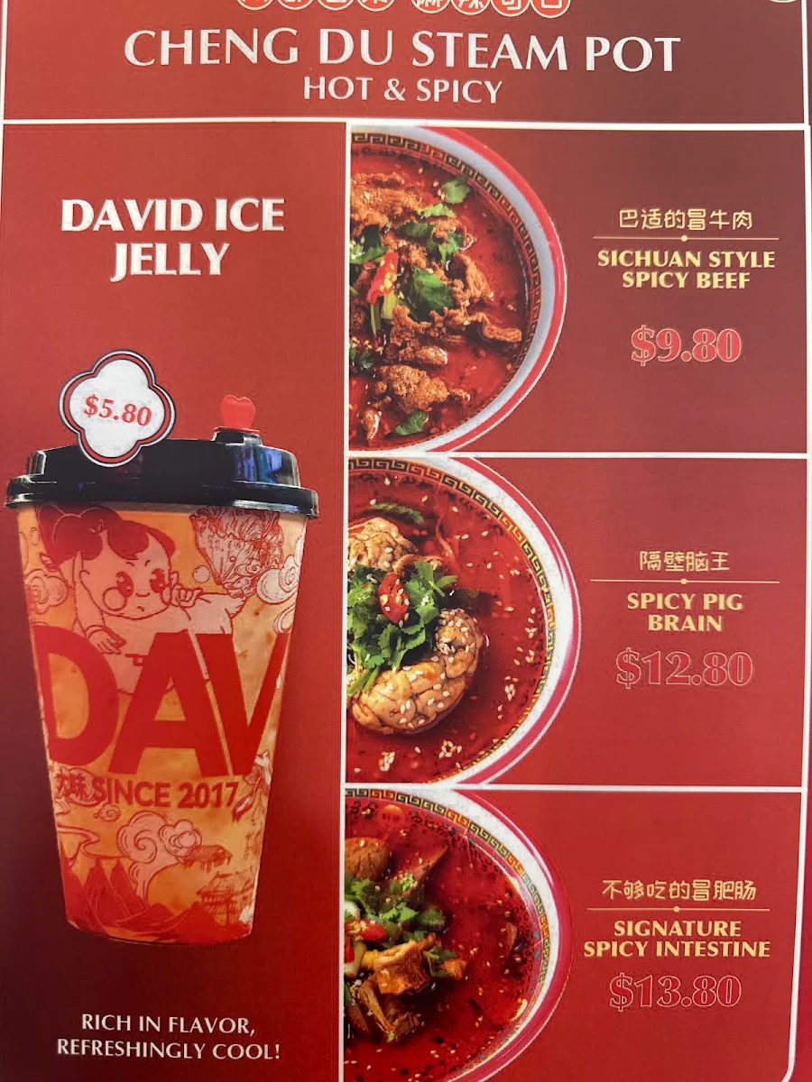 Menu, David's Master pot, Surfers Paradise 大味麻辣烫