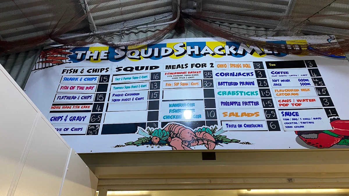 Menu, The Squid Shack