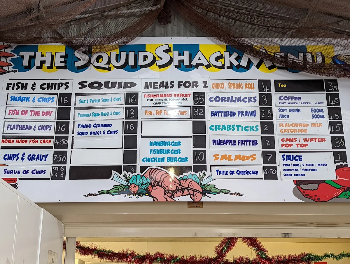 Menu, The Squid Shack