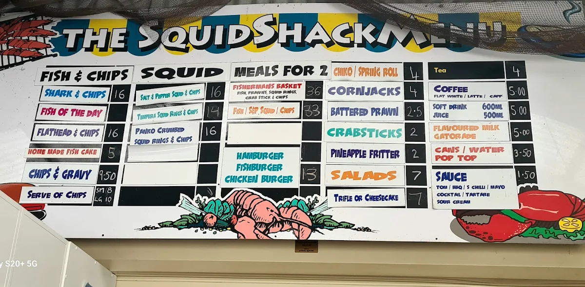 Menu, The Squid Shack